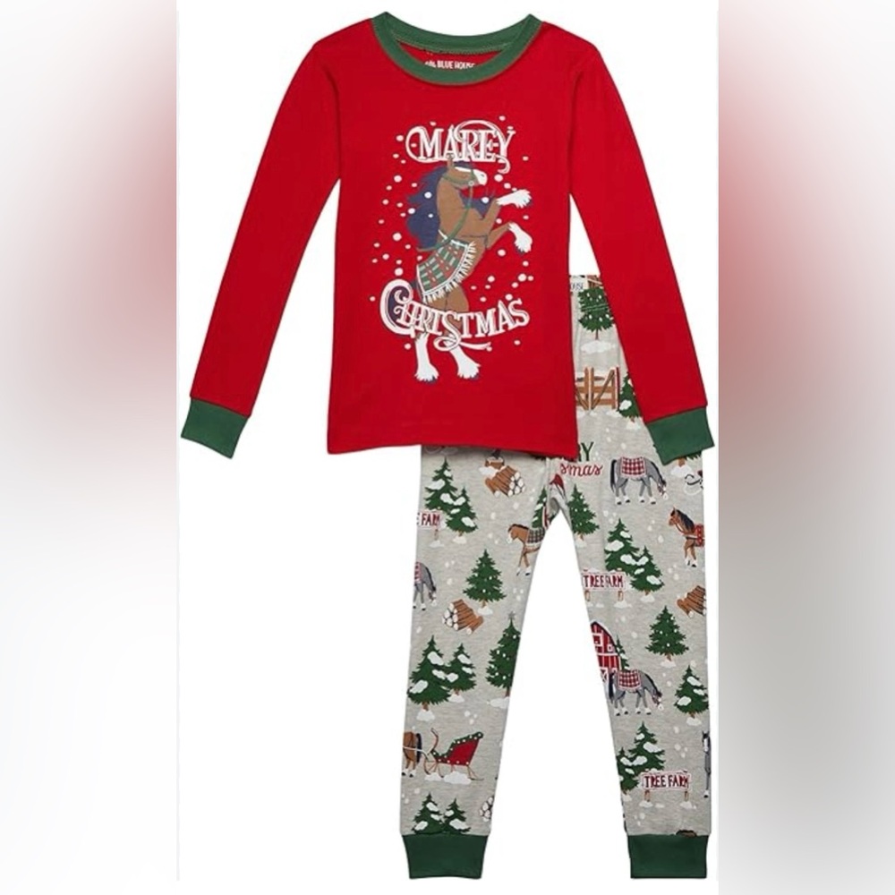 Christmas farm pajamas Little Blue House by Hatley size 8 NWT